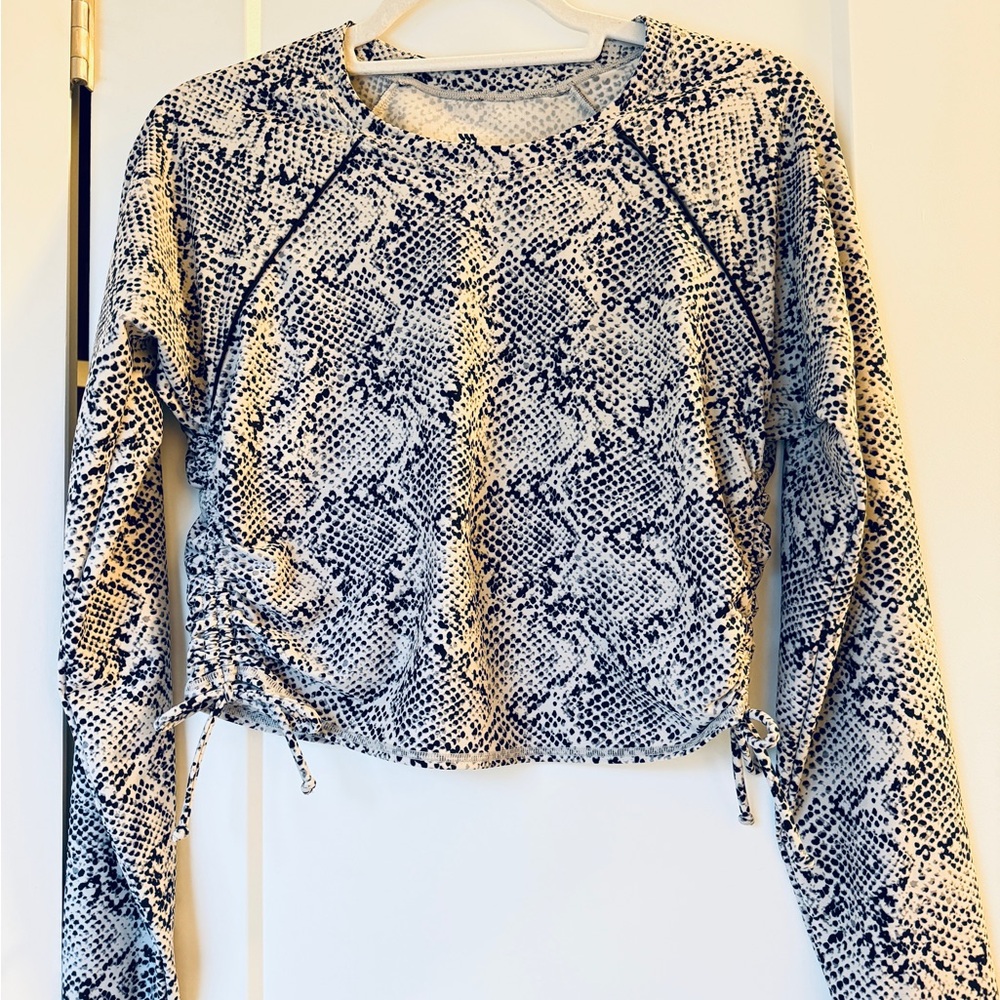 All in Motion Snakeskin Ruched Long Sleeve Rash Guard UPF 50+